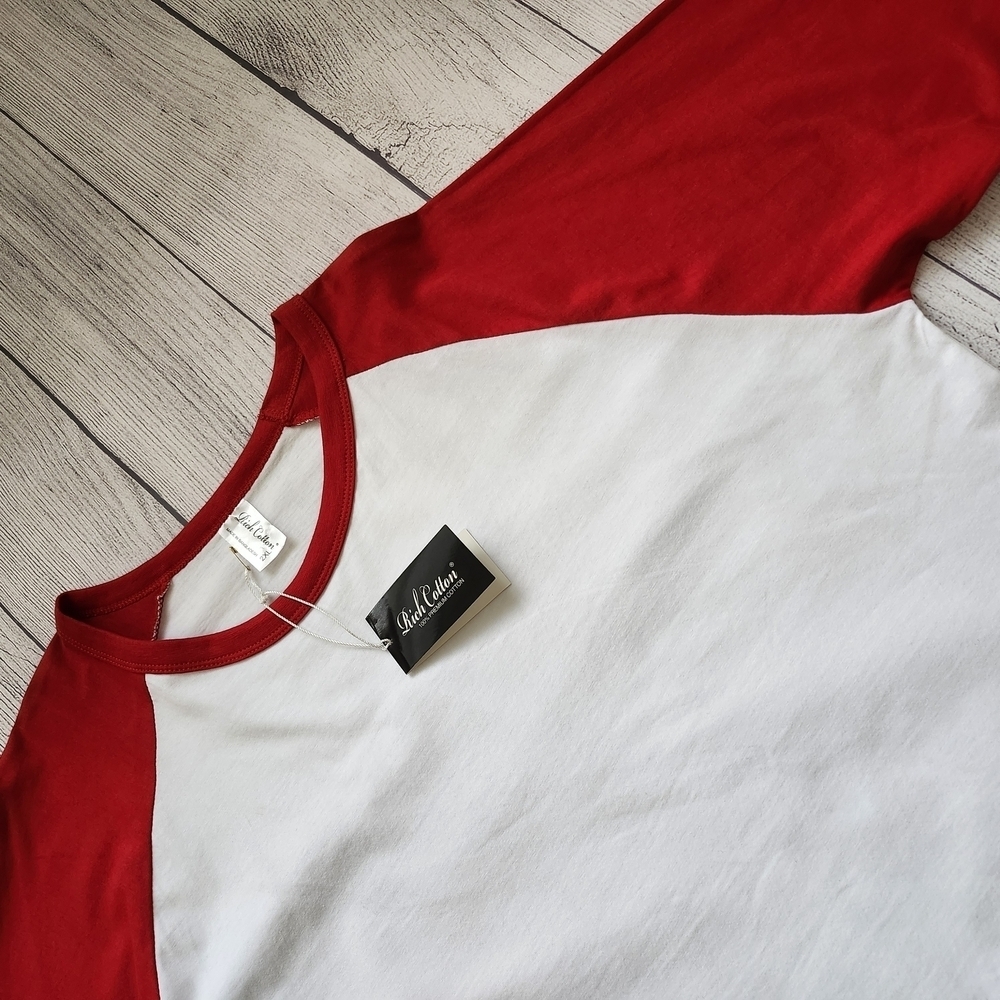 Red and White Men's Raglan Top Size 2XL - Picture 6 of 9